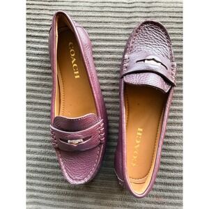 COACH‎ Women's Burgundy Leather Penny Loafers Flats Work Casual Stylist Size 5